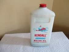 VINTAGE 1 QUART KENDALL SNOWMOBILE MOTOR OIL PLASTIC BOTTLE  w/SNOWMOBILE EMPTY