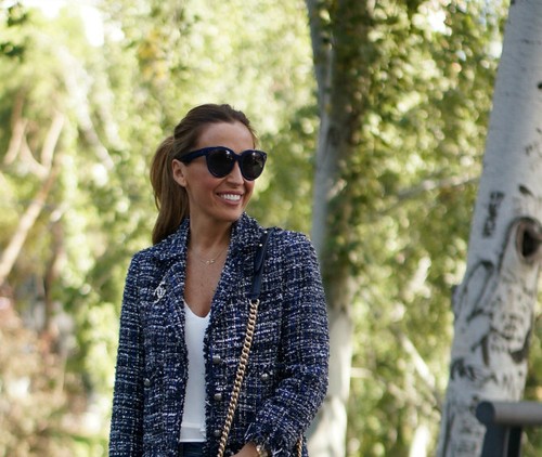 A804 ZARA MUJER AZUL MARINO TWEED DESHILACHADO EMBELLECIDO BLAZER ABRIGO CHAQUETA GRANDE - L - Imagen 5 de 11