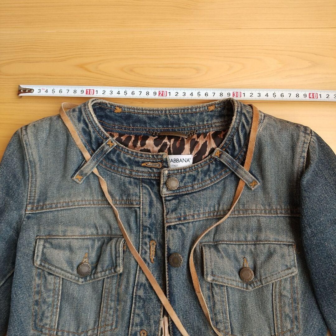Dolce & Gabbana Denim Jacket Leopard Pattern Size 38 Cotton Blue