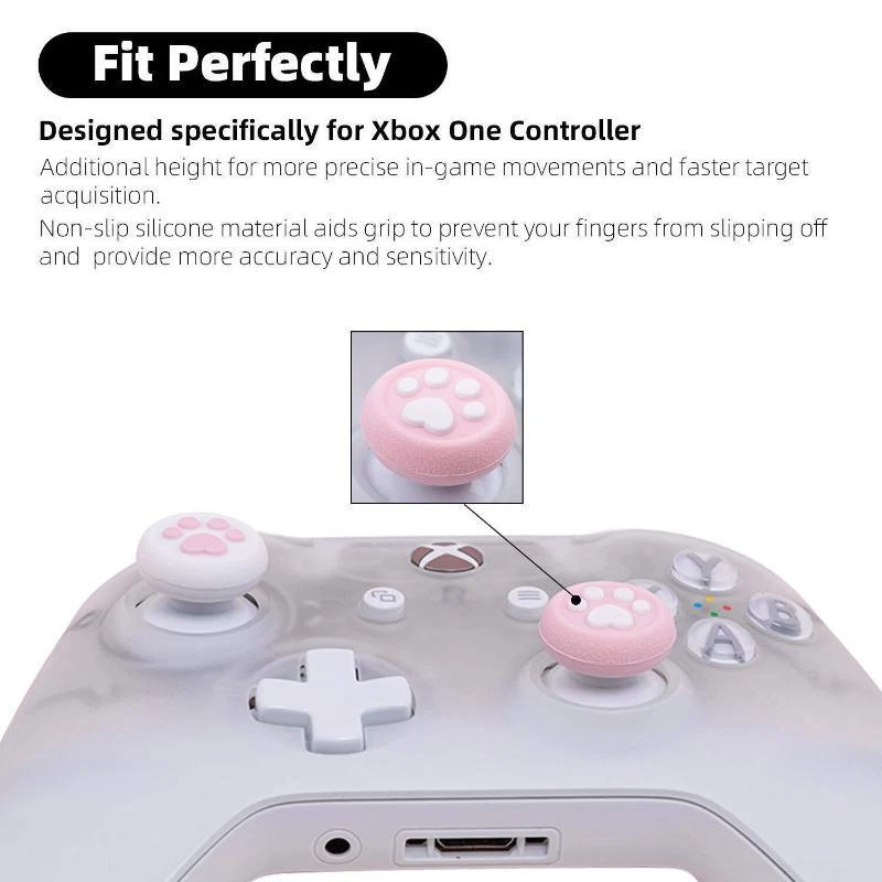 4PCS Thumbsticks Cover Set Cat Paw Thumb Grips GeekShare for Xbox One Controller - Image 2 of 4