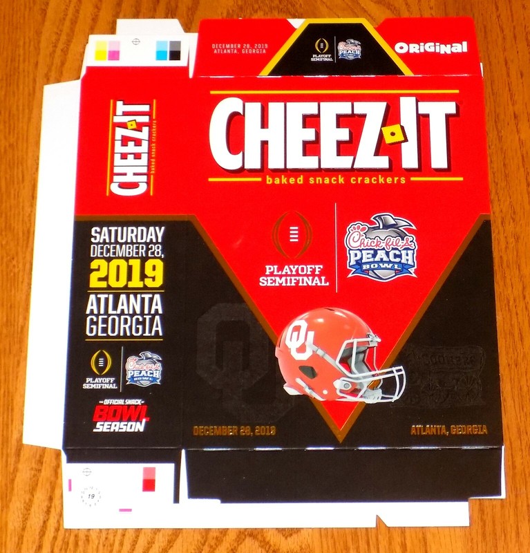 CHEEZ-IT LIMITED EDITION NCAA 2019 PEACH BOWL BOX OKLAHOMA SOONERS