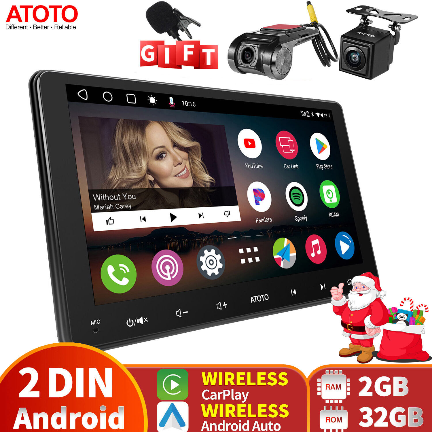 ATOTO A6 PF 7in Car Stereo Double DIN with Backup Camera,Mic &DVR On-Dash Camera