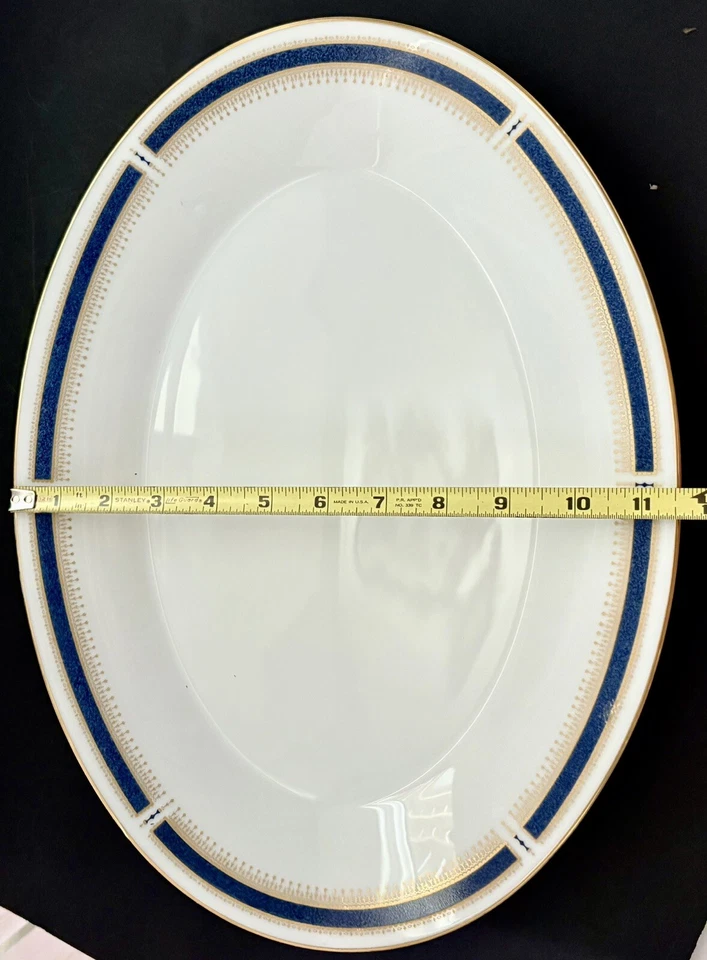 Juego de 2 platos para servir Noritake Blue Dawn 6611 16" azul dorado Foto 4 de 4