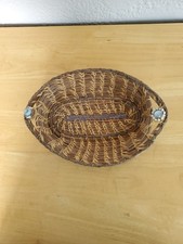 Vintage Pine Needle Basket Shell Blue Marble Acorn Embellishments Handmade USA