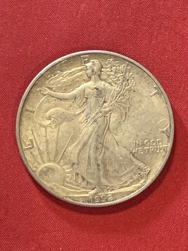 1992 Walking Liberty Silver Dollar 1 oz. Fine Silver Coin Nice Heavy  FREE SHIP