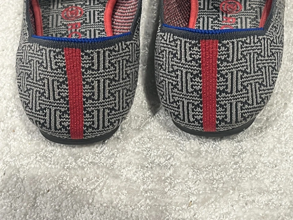Mocasines ROTHY'S Gris Estampado Geométrico (Adorno Azul y Rojo) Talla 11 ¡Colcha Informal Cómoda! Foto 4 de 4