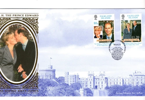 1999 FALKLANDS - EDWARD & SOPHIE WEDDING - BENHAM SILK FDC FROM COLLECTION C47