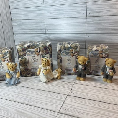 4 Enesco Cherished Teddies Wedding Party Bride Groom Bridesmaid Groomsman 1990s