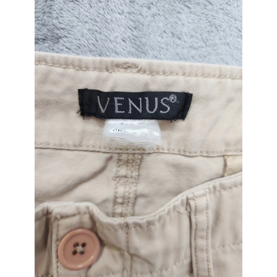 Шорты хаки чино Venus средней высоты размер 8 W32 желтовато-коричневые хлопковые плоские передние карманы - Изображение 4 из 4