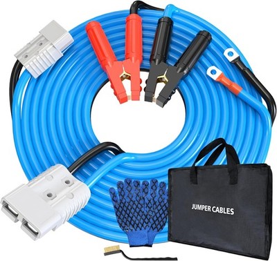 0 Gauge 30 Feet Jumper Cables Heavy Duty for Car Quick Connect Plug Sets 1000Amp