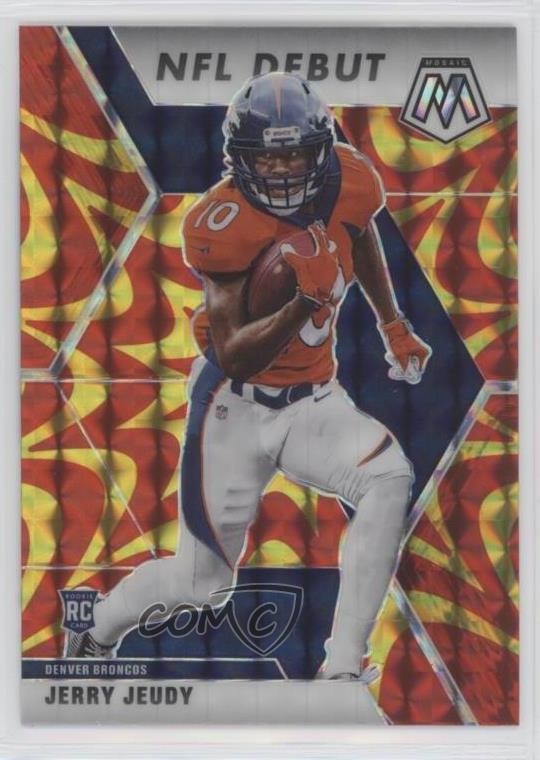 2020 Panini Mosaic NFL Debut Reactive Gold Prizm Jerry Jeudy #267 Rookie RC 0x5f
