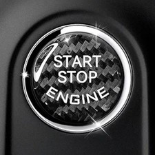 Car Push Start Button Cover Carbon Fiber Engine Push Start Stop Button Sticker,