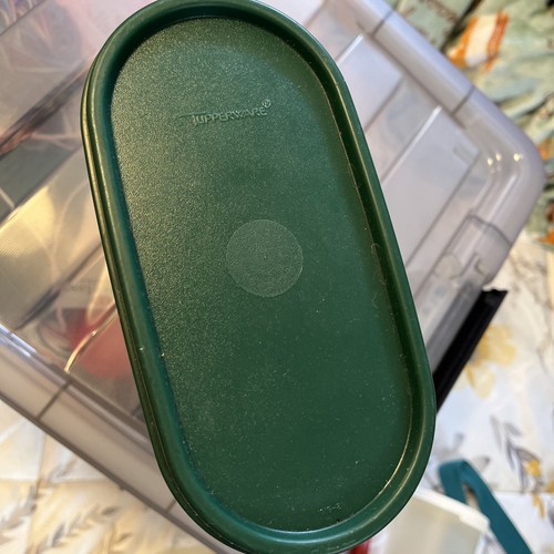 Tupperware Modular Mates Oval #3 Storage Container #1613 Hunter Green Seal #1616 - Picture 2 of 3