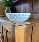 Vintage Anchor Hocking Bubble White Milk Glass Large Serving Bowl