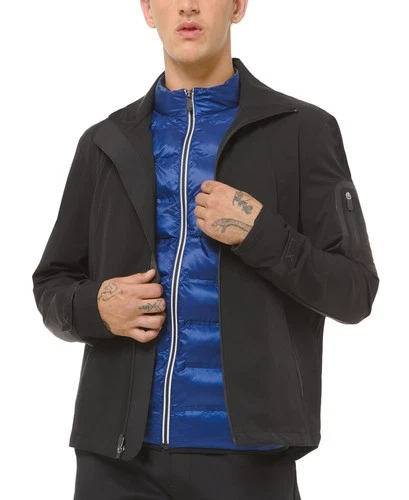 Mens Michael Kors Kors X Tech Jacket XL Black Technical Full Zip Layered Look image 3