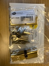 Pair of Yale Euro Double Cylinder Lock Keyed Alike 35:10:45 90 mm Polished Brass
