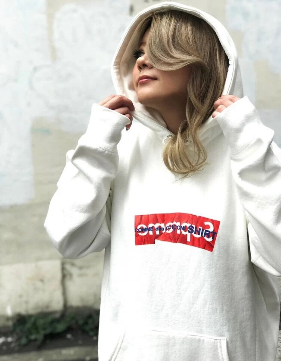 Sweat à capuche L Supreme COMME des GARCONS Box Logo Blanc Supreme Garcons Box Logo H