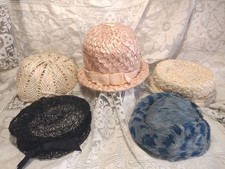Lot of 5 Vintage Women's Hats 1950s90s Straw & Feather Betmar, Valerie, Union