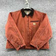 VINTAGE Carhartt Jacket Women L Pink Salmon Detroit Sherpa Lined W J097 VRS Rose