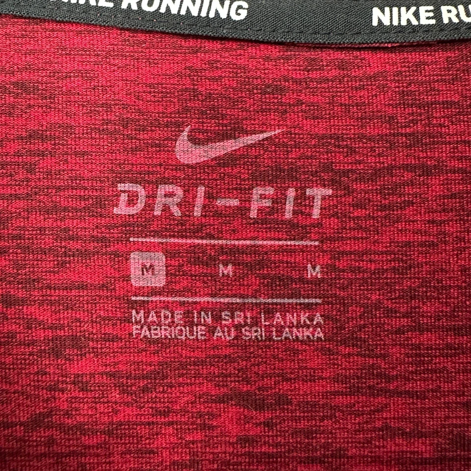 Camiseta de running Nike Dri-FIT roja manga larga media cremallera agujeros para el pulgar para mujer mediana Foto 3 de 4