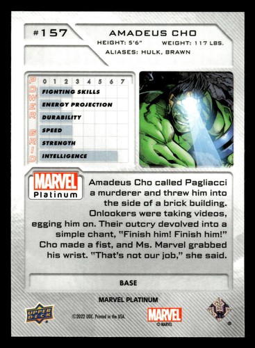 2023 Upper Deck Marvel Platinum #157 Amadeus Cho SP - Picture 2 of 2