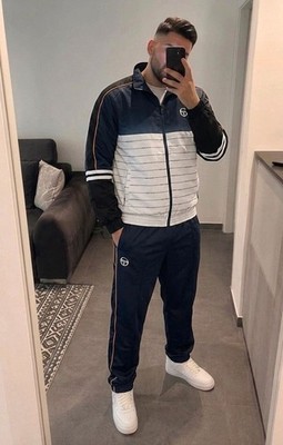 Sergio Tacchini Trainingsanzug Navy/Weiß Gr. L  Vintage Tracksuit