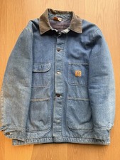 Wrangler Big Ben Men's Denim Chore Jacket Size 40 Blue Corduroy Collar USA Made