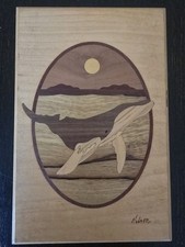 Jeff Nelson - Hudson River Inlay, "Humpback Whale", 7" 10" Wood Marquetry