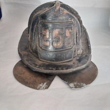 Antique Owner Signed 1960s Cairns FDNY Vintage Leather Fire Helmet