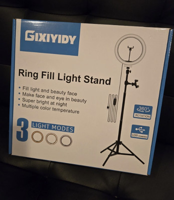 GIXIYIDY ~ Ring Fill Light Stand, Selfie Ring , Tripod/Phone Holder 3Light Modes
