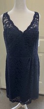 David's Bridal Marine Navy Short Tank Lace Dress with V Neckline NWT Size 14