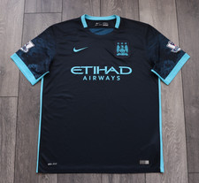 NIKE MANCHESTER CITY SOCCER JERSEY 2015-2016 HOME FOOTBALL SHIRT PATCHES LARGE
