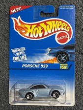 Hot Wheels 1996 Mainline #591 Porsche 959 Light Blue w/ 5SPs Malaysia Base