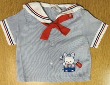 Kid  s Pata Cake Red White Blue Bunny Sailor Shirt - 24 Months Sailing Vintage