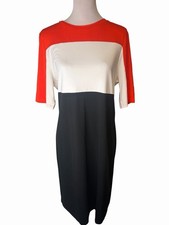 BANANA REPUBLIC Colorblock Sheath DRESS Black White Orange L Large Tall