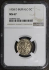 1938-D (MS67) Buffalo Nickel 5C NGC - Superb Gem