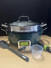 GreenPan Elite Essential Smart Electric 6 QT Skillet STEAMER & TOOL NEW-PINE