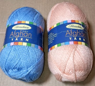 Herrschners - Afghan 2 Ply Yarn -  Lt. Coral & Lt. Steel