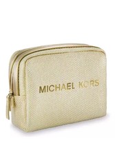 MICHAEL KORS WOMEN'S GOLD POUCH INSTITUTIONAL TRAVEL BAG DUST BAG NEW SEALED