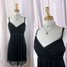 Simple Black Classy Formal Dress Mesh Whimsy Goth Fairy Ethereal Layered Y2K 8