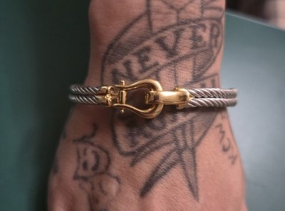 14K WEISS-/GELBGOLD DOPPELKABEL ARMREIF 21,53 G BESTER PREIS AUF EBAY