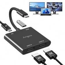 USB C to Dual HDTV Adapter 4K 60Hz, 4-in-1 HDMI Splitter Extend Display for D...