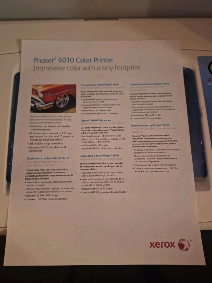 Xerox Phaser 6010 Workgroup Color Laser Printer Works Great 2400 Page Count - Image 2 of 4