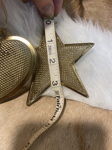 vintage brass christmas ornament Mesh Star Heart - Picture 6 of 6