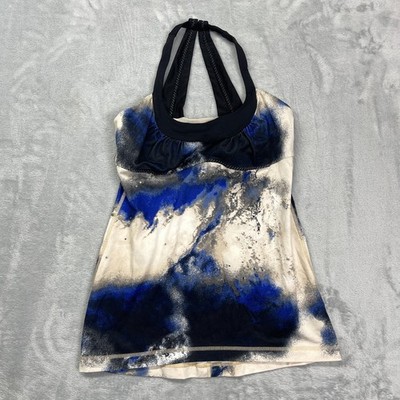 Lululemon Tank Top Womens XS Multi Shelf Bra Milky Way Fitness Scoop Me Up Crop