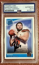 Baker Mayfield Cleveland Browns Donruss Rated Rookie Signed PSA/DNA Slab Card. rookie card picture