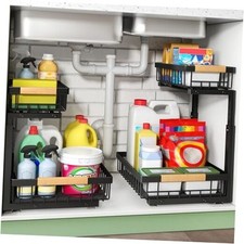 Under Sink Organizers 2 Tier Under Sink Organizers and Storage, 2 Pack Black