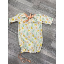 Vintage Style Infant Sleep Sack Gown Pastel Bunny Duck Print Newborn Sleeper