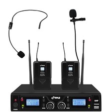 PYLE RACK MOUNT UHF WIRELESS MICROPHONE SYSTEM PDWM3365 - BLACK