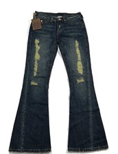 True Religion Distressed Flare Blue Jeans Womens 27 New NWT USA 04503